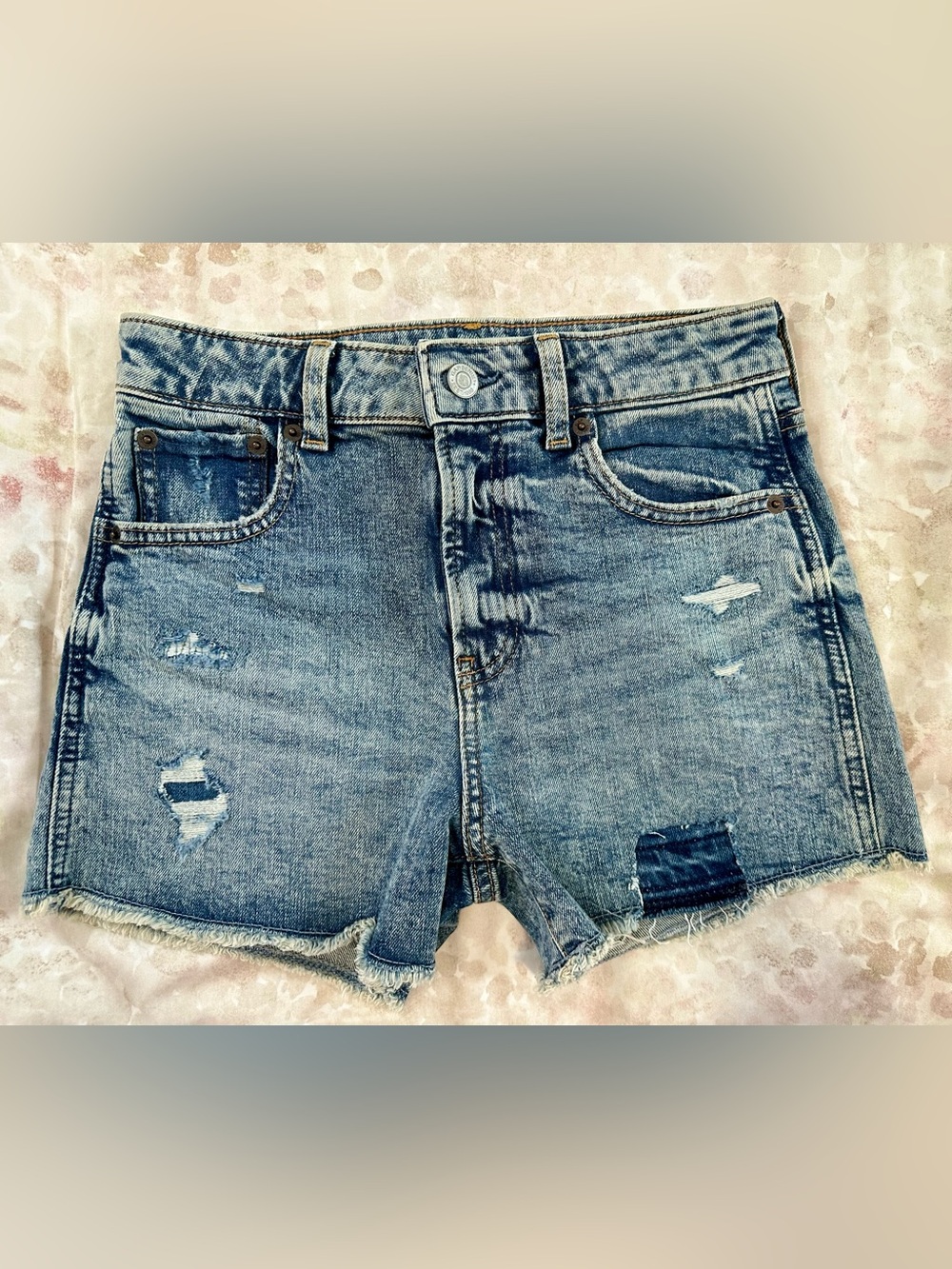 GAP Distressed Denim Shorts in Light Blue